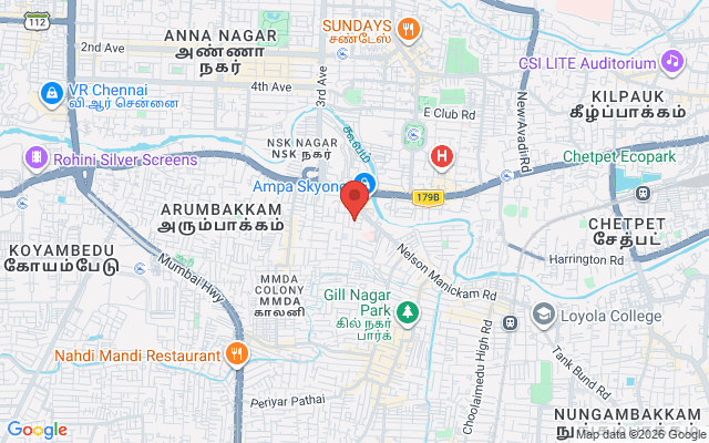 Padma Ambulance Service location map for Aminjikarai, Chennai