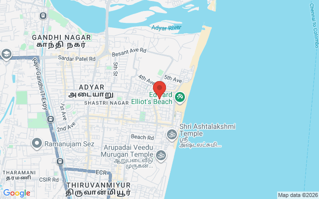 Padma Ambulance Service location map for Besant Nagar, Chennai