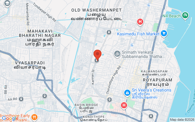Padma Ambulance Service location map for Korukkupet, Chennai