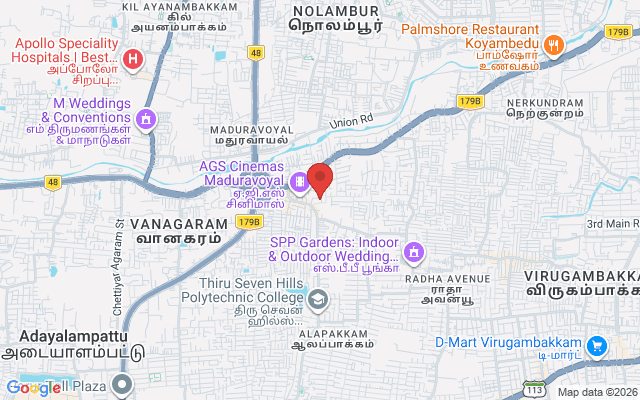 Padma Ambulance Service location map for Maduravoyal, Chennai