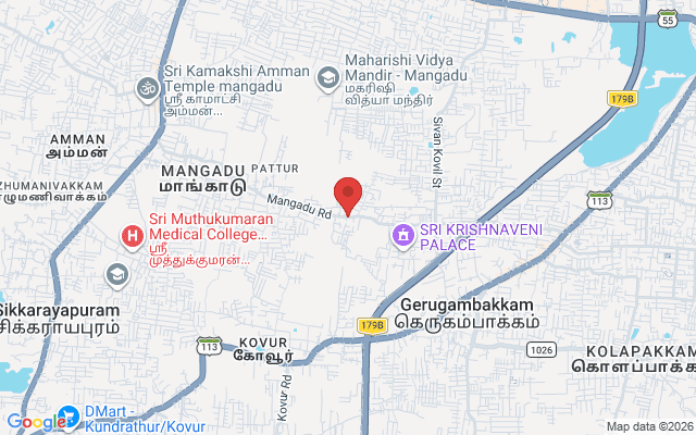 Padma Ambulance Service location map for Mangadu, Chennai