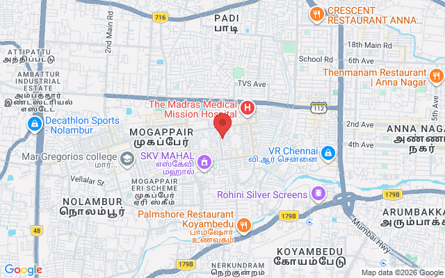Padma Ambulance Service location map for Mogappair, Chennai