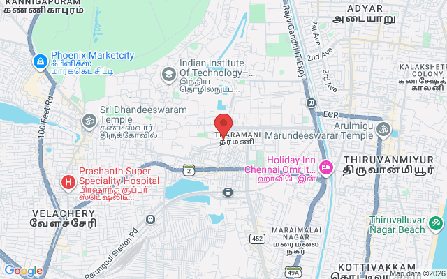 Padma Ambulance Service location map for Taramani, Chennai