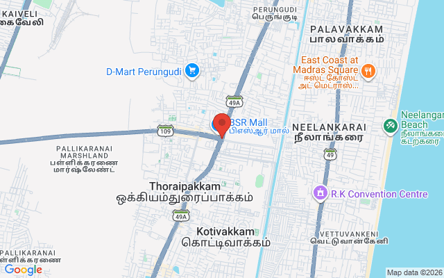 Padma Ambulance Service location map for Thoraipakkam, Chennai