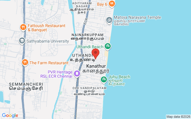Padma Ambulance Service location map for Uthandi, Chennai