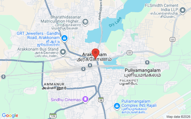 Padma Ambulance Service location map for Arakkonam, Chennai