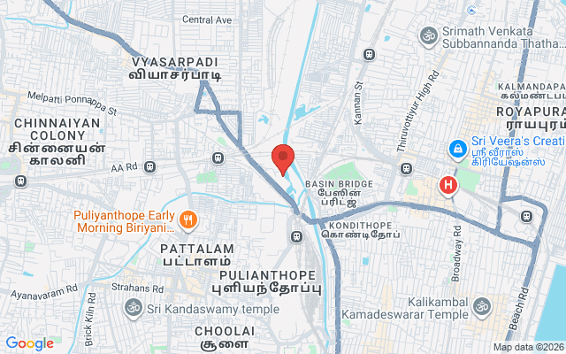 Padma Ambulance Service location map for Basin Bridge, Chennai