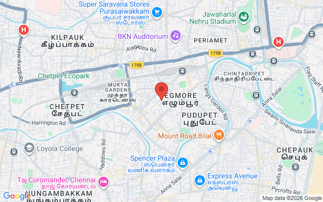 Padma Ambulance Service location map for Egmore, Chennai