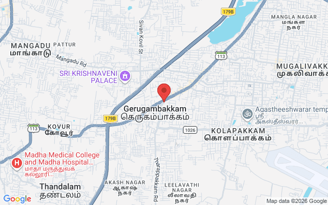 Padma Ambulance Service location map for Gerugambakkam, Chennai