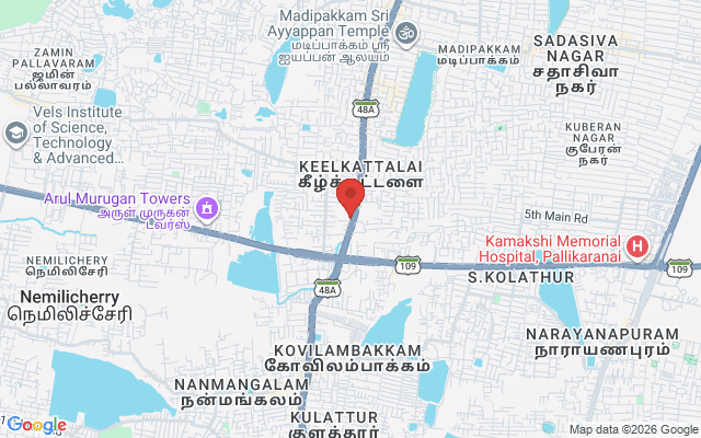 Padma Ambulance Service location map for Keelkattalai, Chennai