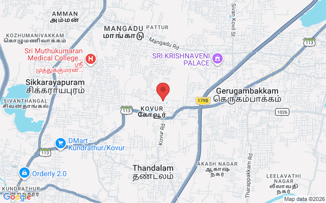 Padma Ambulance Service location map for Kovur, Chennai
