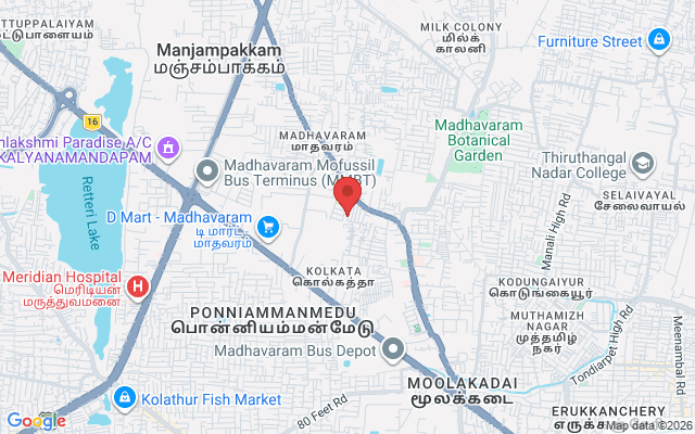 Padma Ambulance Service location map for Madhavaram, Chennai