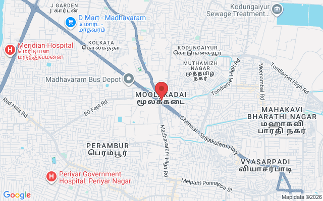 Padma Ambulance Service location map for Moolakadai, Chennai