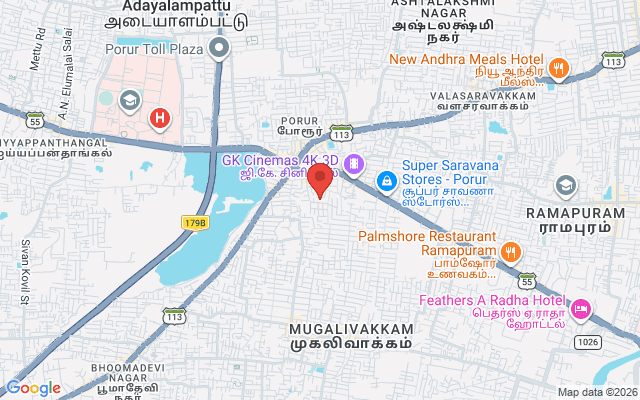 Padma Ambulance Service location map for Porur, Chennai