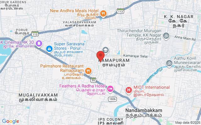 Padma Ambulance Service location map for Ramapuram, Chennai