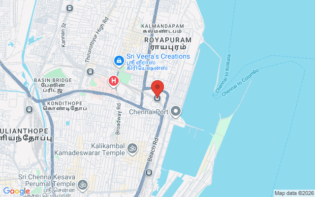 Padma Ambulance Service location map for Royapuram, Chennai