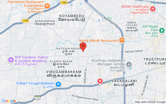 Padma Ambulance Service location map for Saligramam, Chennai