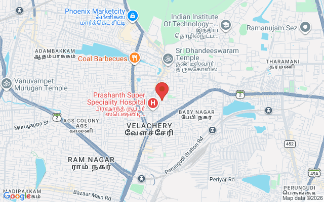Padma Ambulance Service location map for Velachery, Chennai